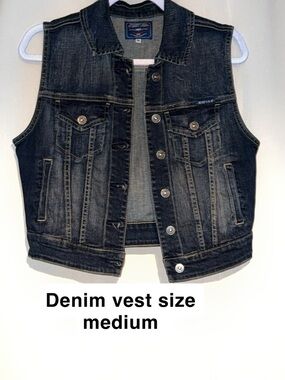 Just USA Dark Wash Denim Vest - Dark Blue